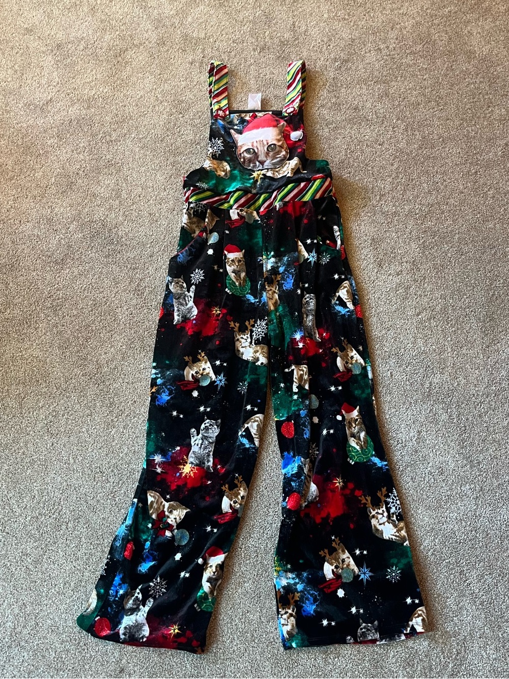 Christmas cat overalls